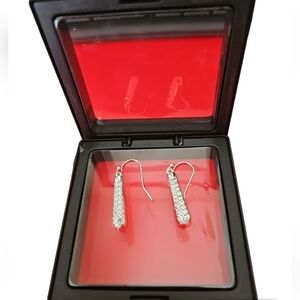 Swarovski Crystal Studded Cylinder Drop Earrings